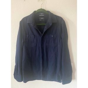 Nordstrom Men's Shop Large Navy flannel Button Up Regular fit